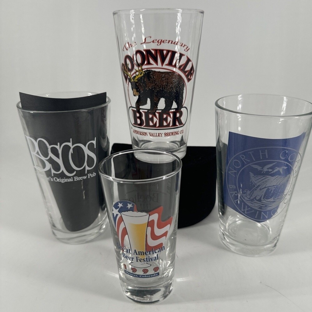 Beer Glasses Lot of 4 Boonville North Coast Boscos American Beer Festival Bar